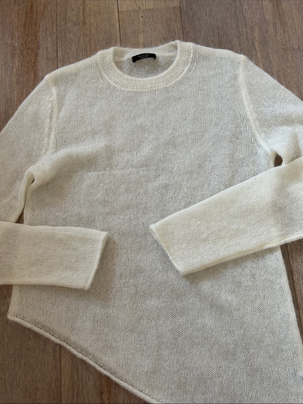 Massimo Dutti Classic Crewneck Women's Sweater in Cream asymmetrical S - Picture 12 of 14